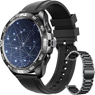 PERONN Smart Watch Men's Bluetooth Calling 260mAh I32 S-martwatch 2022 1.32 Inch Full Touch 360 * 360 HD Sports Fitness Tracker Compatible(22MM,I32 Red Silicone)