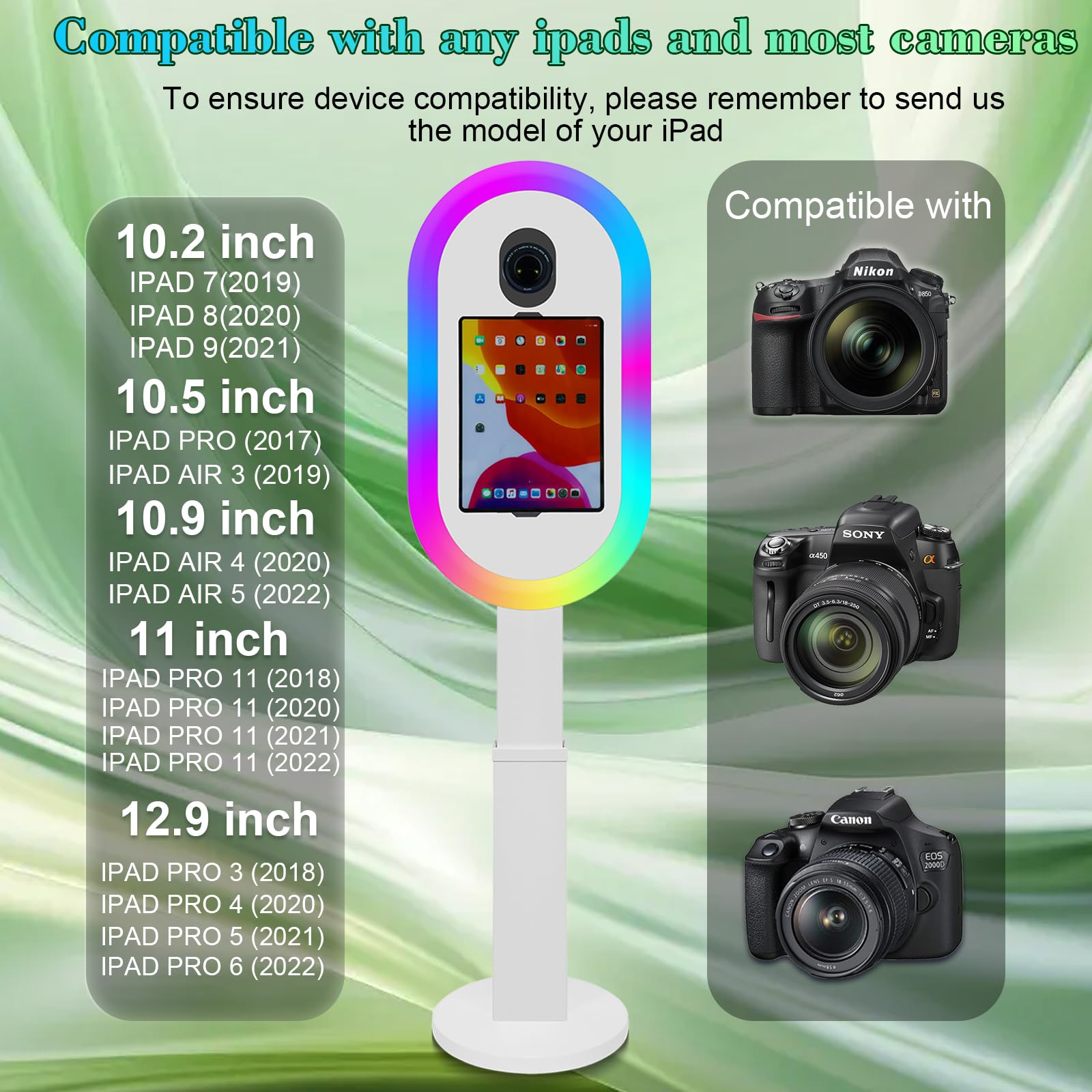 Cabina de fotos compatible con iPad de 10.2 a 13 pulgadas y cámara, cabina de fotos para iPad con funda de vuelo e impresión instantánea, máquina de cabina de fotos para fiestas de alquiler y eventos