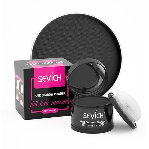 Sombra para el cabello instantánea - Polvo Sevich para el cabello cobertura rápida corrector de raíces y canas con un toque 014oz negro