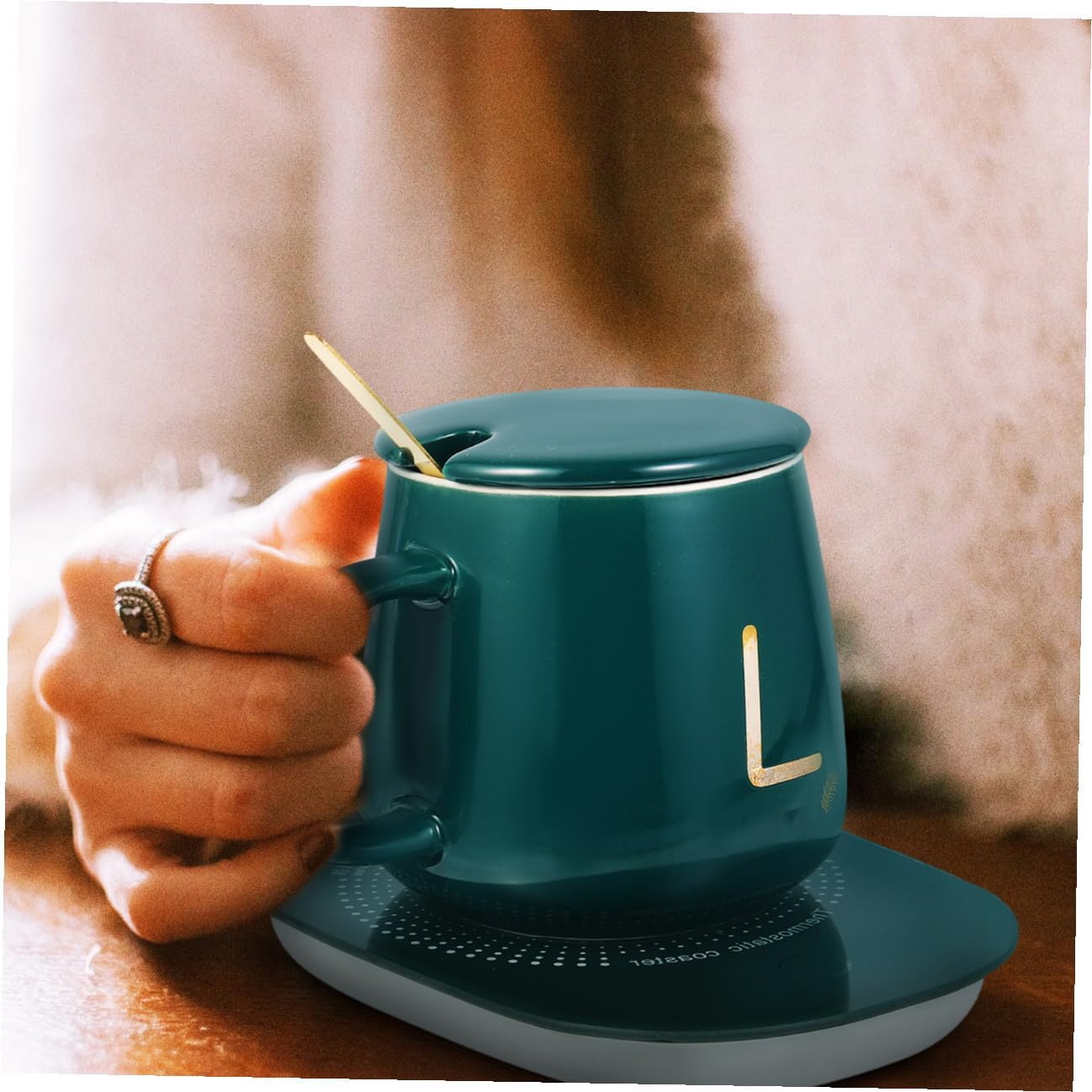 USB Thermostatic Cup Warmer Pad Electric Beverage Heating Plate with Gravity Sensor for Milk Tea Coffee Hot Drinks Portable USB Drink Heater for Home Office Use
