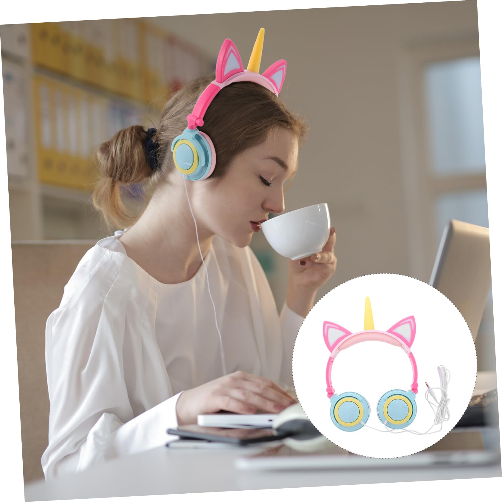 Auriculares De Unicornio Brillantes para Niñas Forma De Unicornio Fabricados Resistente para Jugar El Parque o Fiestas De Cumpleaños