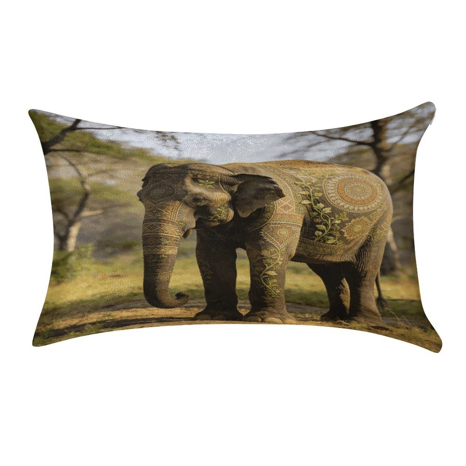 Fodpand Style Decorative Patterned Elephant Pillowcase,Elegant Designed Home Decor,Velvet Pillowcase,Soft And Cozy,Pillow Case Cover With Hidden Zipper For Bedroom, Sofa, Couch
