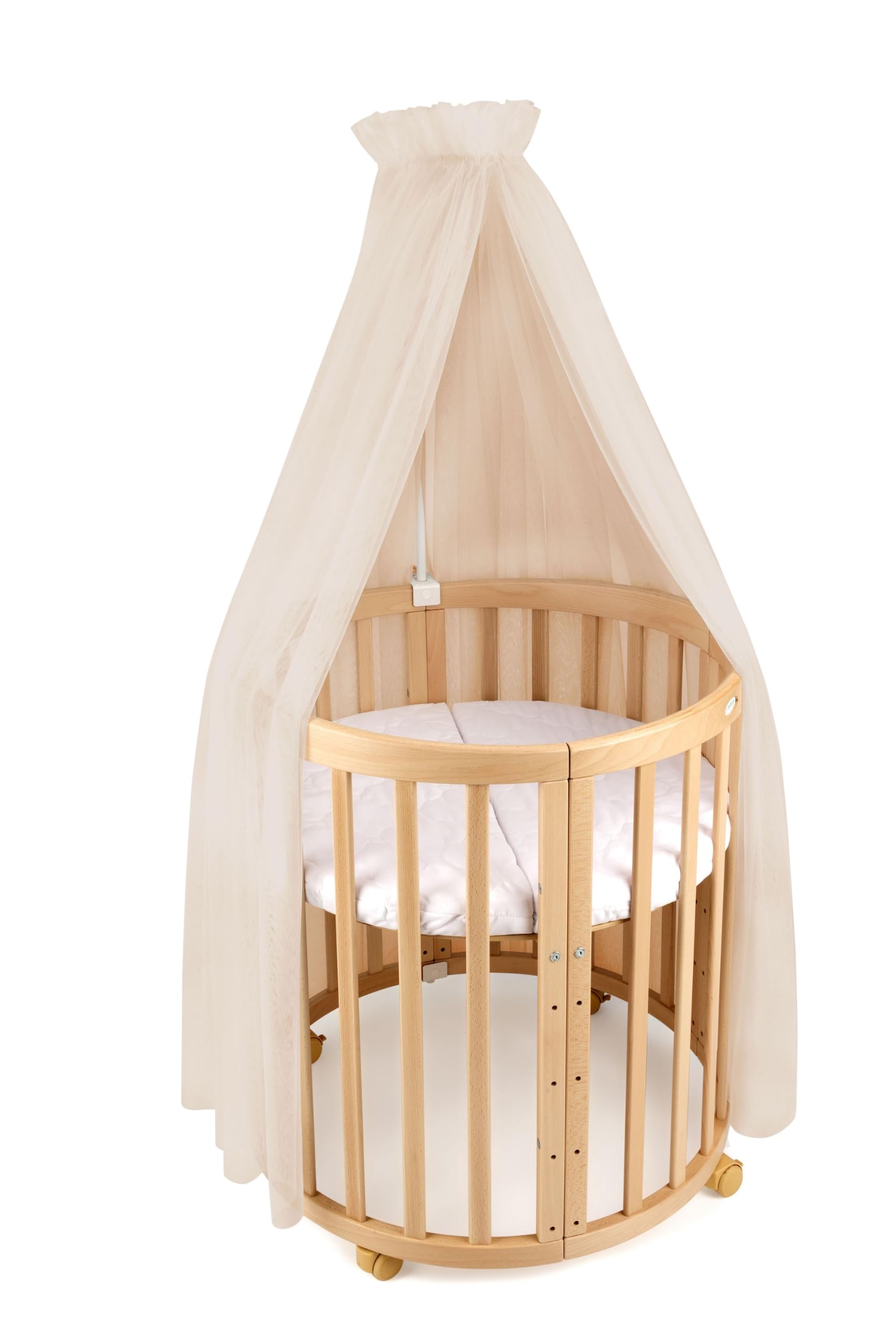 waldin Baldachin Betthimmel aus Tüll mit Himmelstange ohne Bett | für Babybett und Wiege, Weicher Stoff, Höhe ca. 155 cm, OEKO TEX Standard 100, Farbe Beige