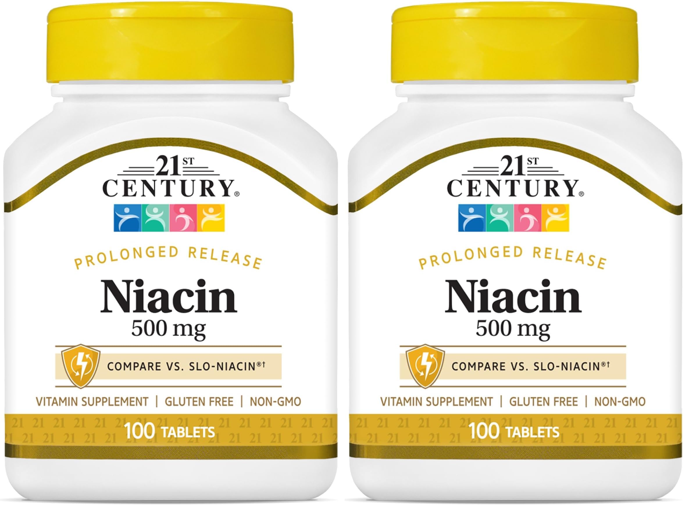 21st Century Niacin 500 mg Prolonged Release Tablets, 100 Count (27474) (Pack of 2) 100 Count (Pack of 2)