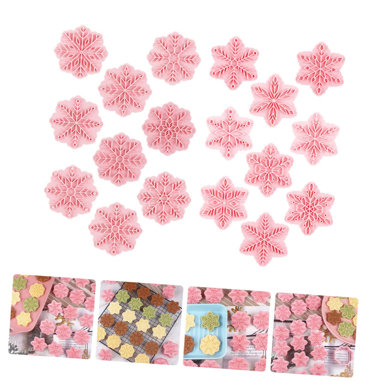PRETYZOOM 72 Stk Schneeflocken-Schablone Weihnachtsbacken Urlaubsplätzchen weihnachts backform christmas-decorations Keksform aus Kunststoff für Backliebhaber pp Rosa