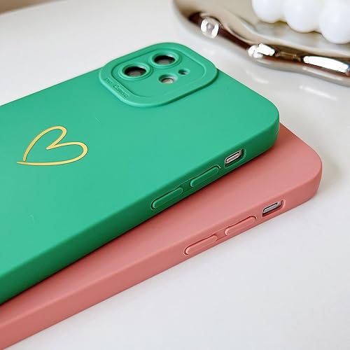 Miniatura 4 de Funda compatible con iPhone 12, funda de lujo con diseño de corazón lateral, TPU suave, a prueba de golpes, funda protectora completa de lente de