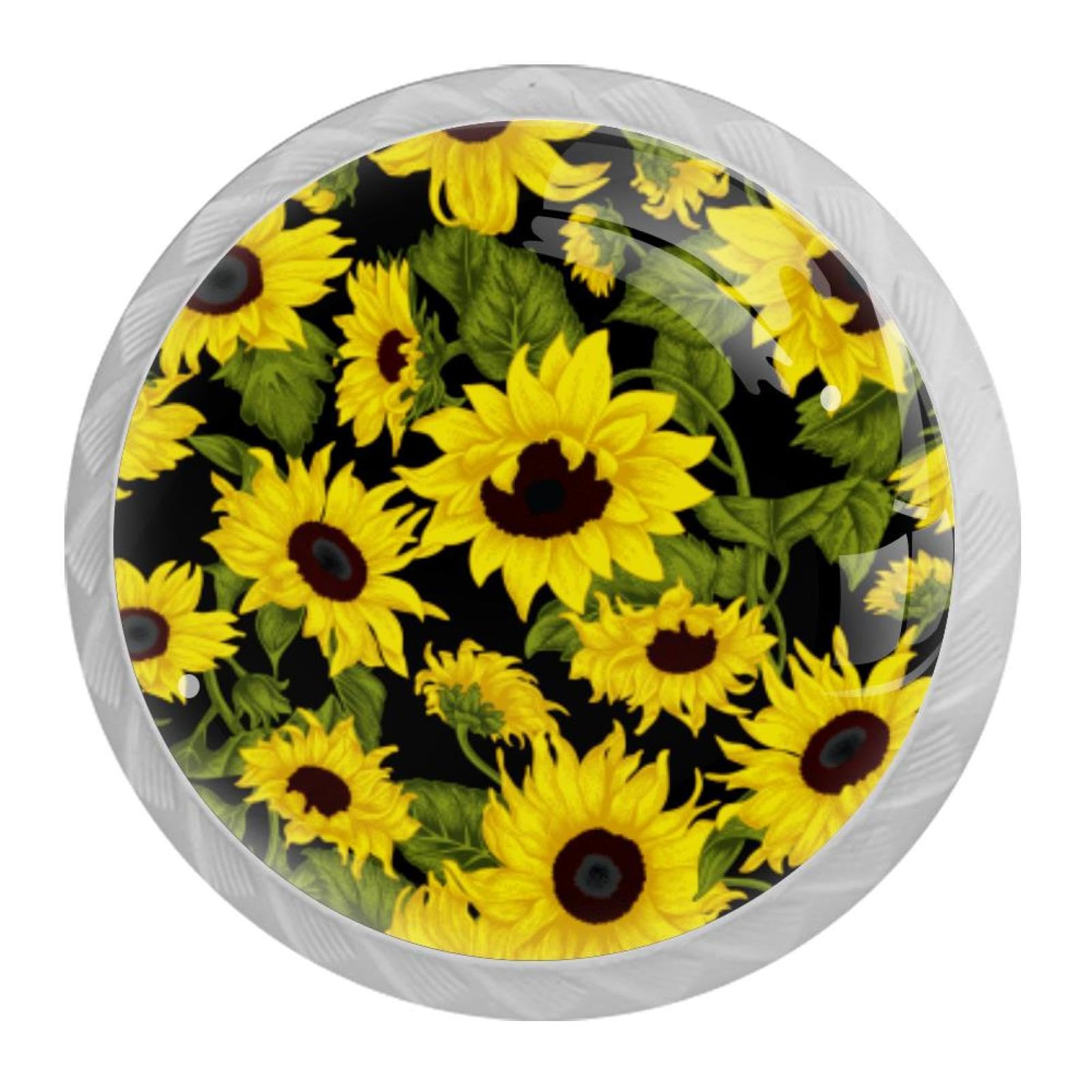 Tqmspg 4 Pieces Drawer Pulls Sunflowers Door Knobs Dresser Handles for Kitchen Wardrobe Cupboard Hardware Furniture