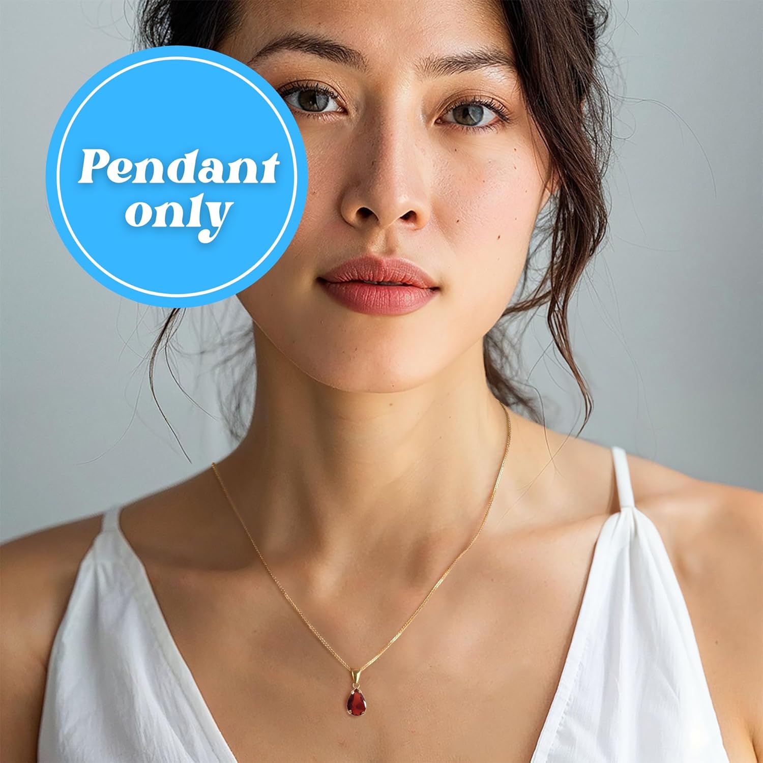 14k Gold Gemstone Pendant Necklaces for Women - Solid Gold Necklace for Women - Birthstone Necklace for Women - Teardrop Necklace Gold Pendant Necklace Gemstone - Romantic Necklace for Her - Image 2