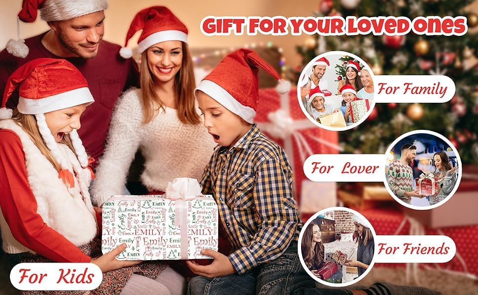 Miniatura 6 de LESOCUSTOM Papel de regalo personalizado con foto, papel de regalo de cumpleaños personalizado con imagen, rollo de envoltura de regalo de Navidad,
