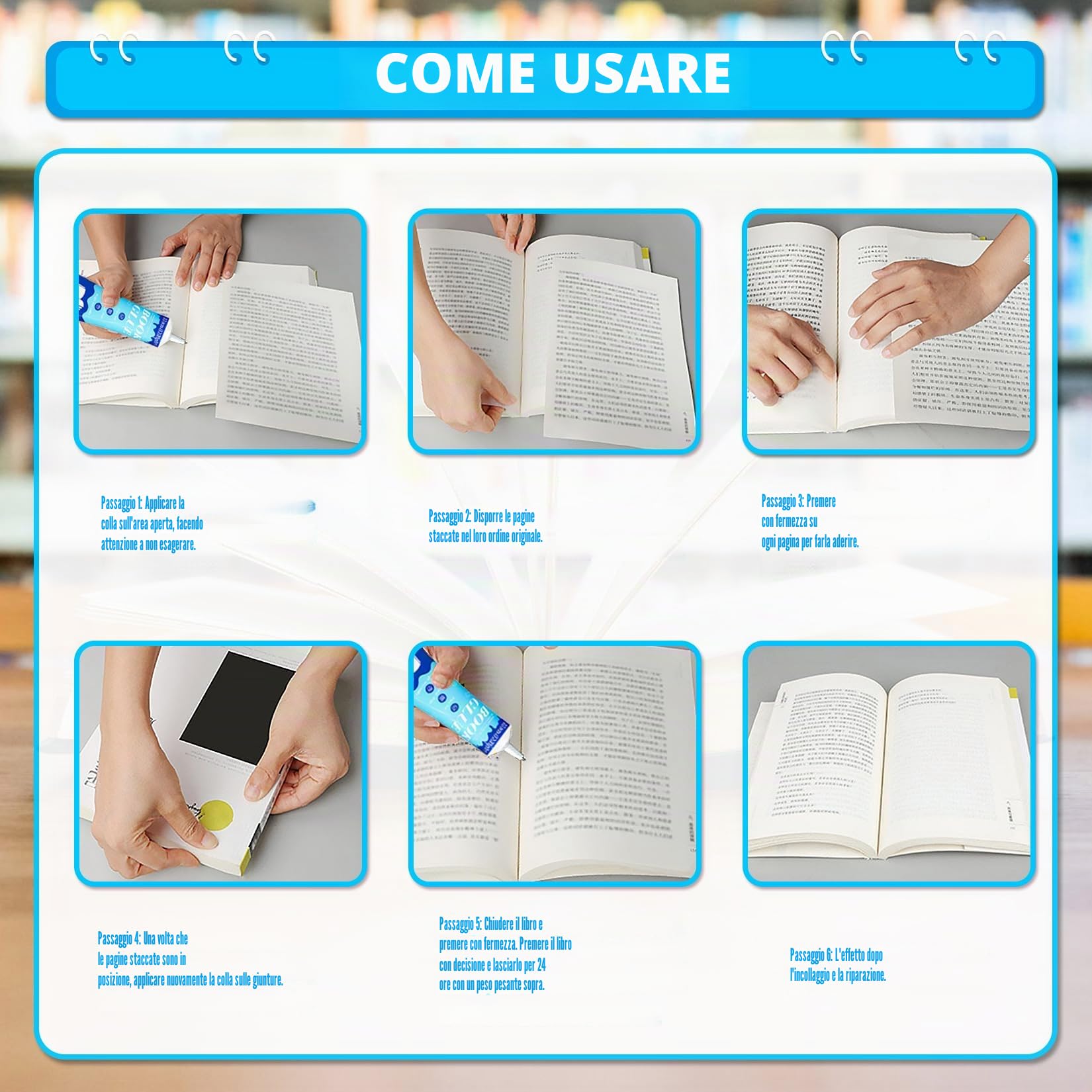 Colla per Rilegatura Libri 125ml - Forte e Flessibile, Asciugatura Rapida e Trasparente - Per Riparare Libri, Buste, Cartoline, Biglietti Fai da Te, Inviti, Artigianato Carta