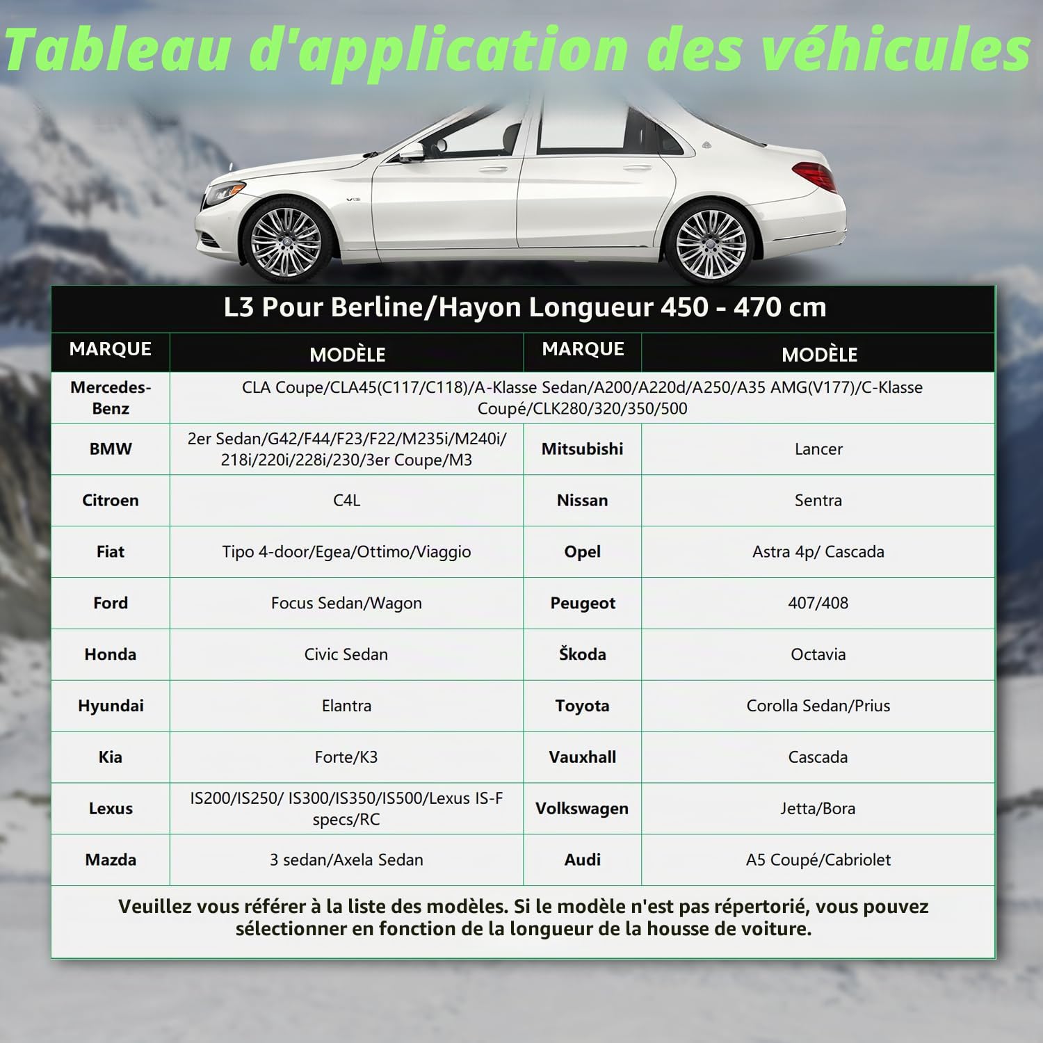 Cowtcver Bâche Anti-Grêle Voiture Imperméable pour Berline 450 à 470cm