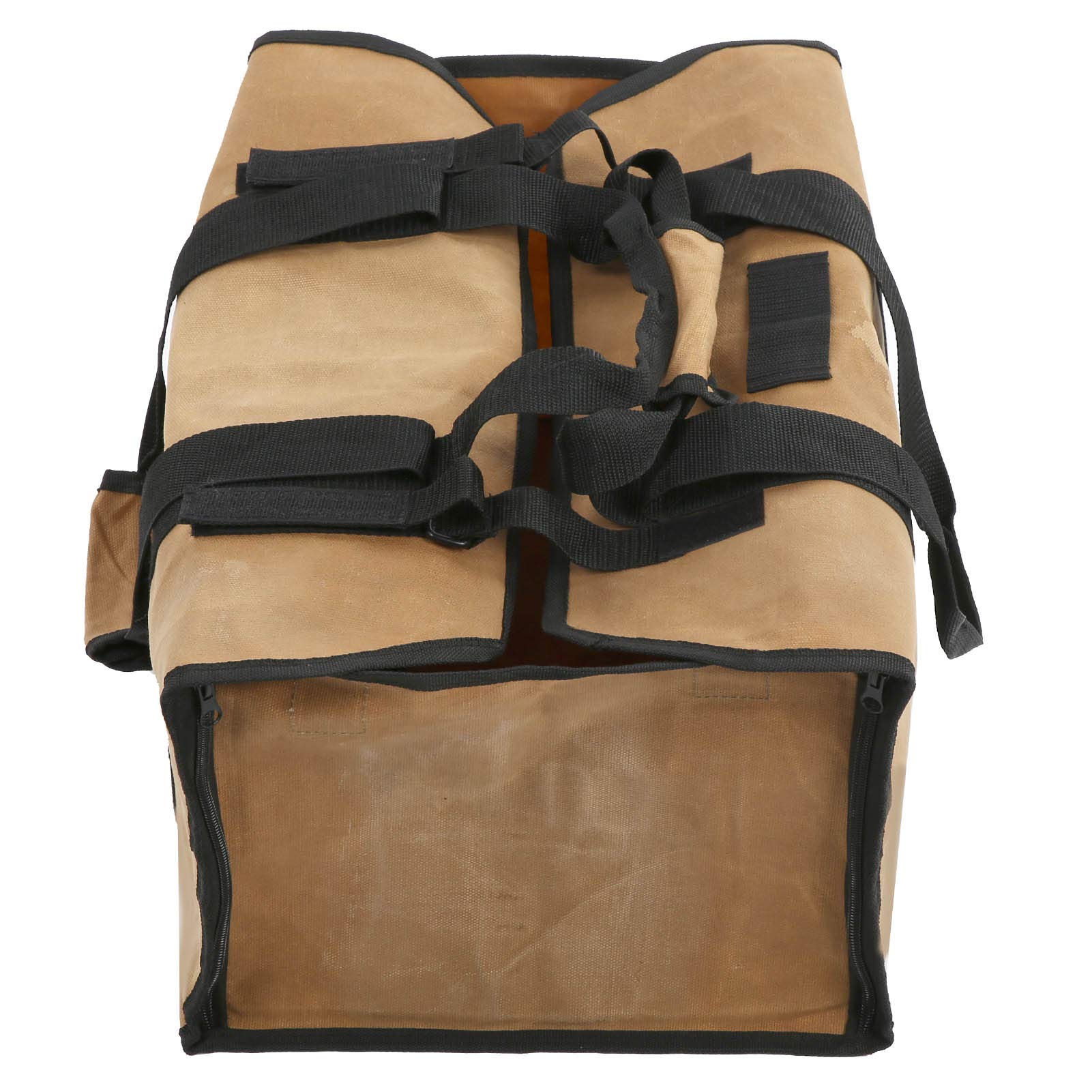 Borsa porta legna da ardere in tela impermeabile di grande capacità a doppio scopo color kaki per il campeggio