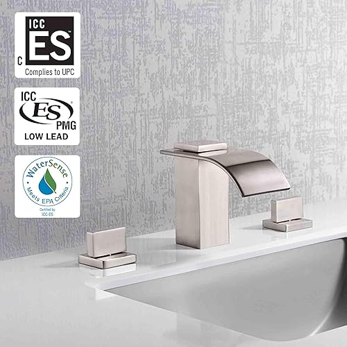 Miniatura 8 de sumerain Cascada 8 pulgadas grifo de lavabo de baño de 3 agujeros acabado cromado