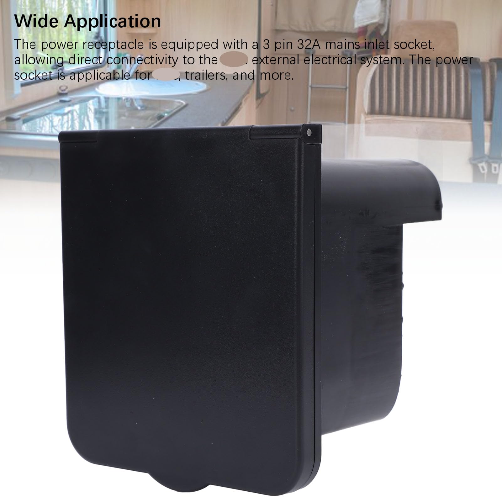 Tbest Prise D’Alimentation RV Étanche à 3 Broches, 32 A, Flush, Compatible avec Les Camping Cars Et Remorques, Prise de Raccordement Au Réseau Extérieur, Couleur Noire