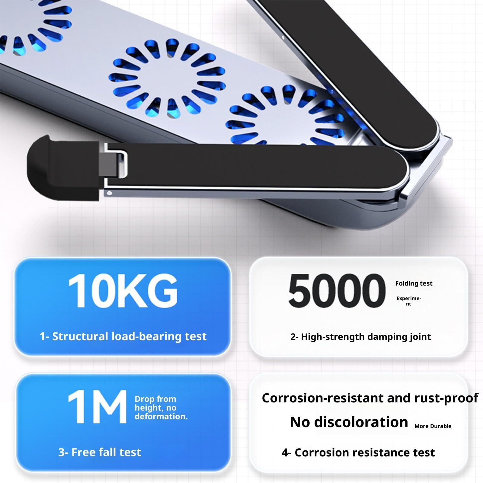 Pad di raffreddamento pieghevole del computer portatile con ventola silenziosa e supporto regolabile per tablet da 10-17 pollici Design in lega di alluminio
