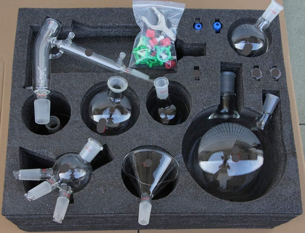 Kit de destilación de recorrido corto de vidrio de 5000 ml con trampa de frío y manta calefactora magnética: configuración completa de laboratorio for destilación fraccionada de 220 V