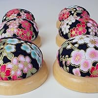 Vista 7 de Cojín con base de madera (flores japonesas azules)