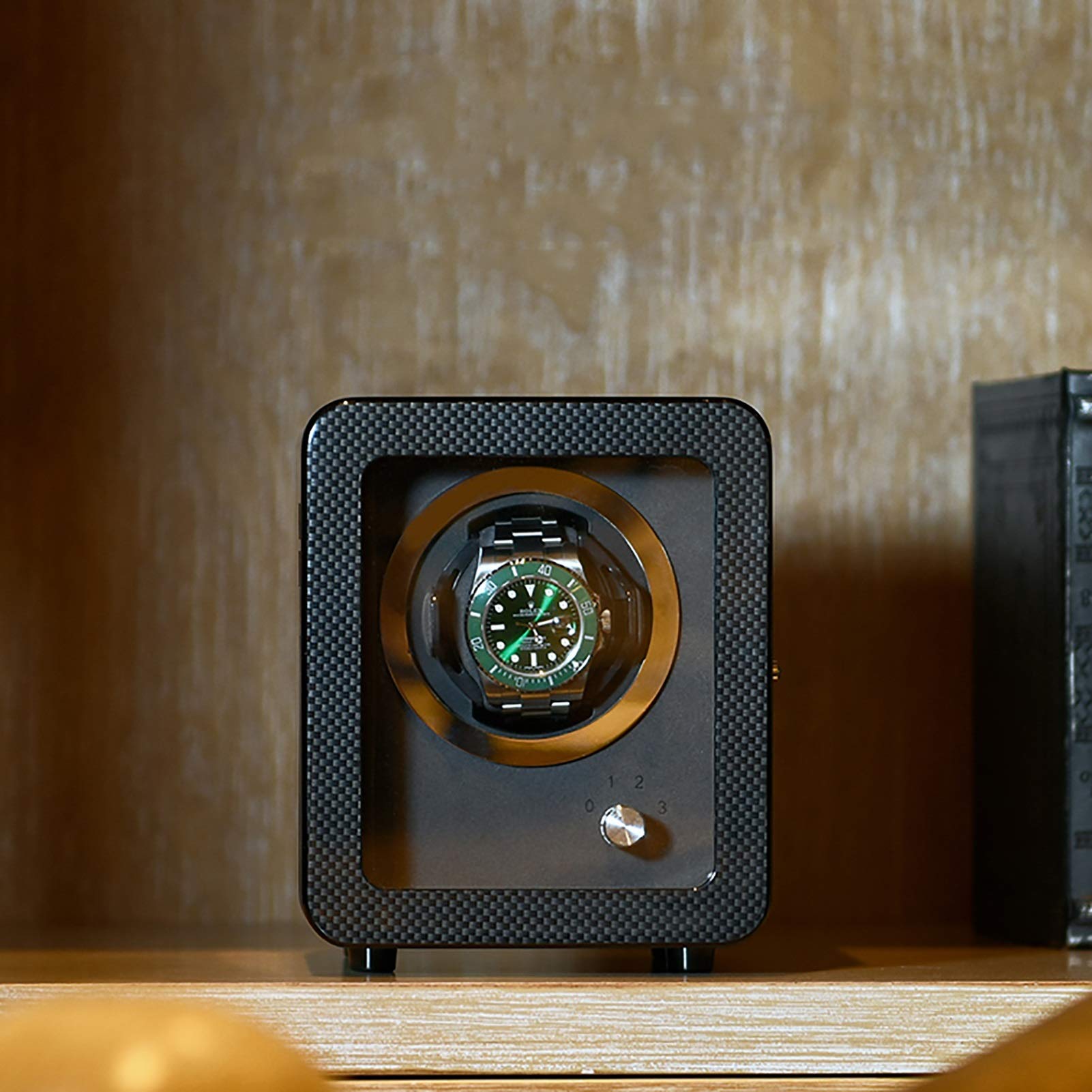 Caricatore per orologi, in fibra di carbonio, dispositivo di carica automatica con motore silenzioso, scatola di immagazzinaggio rotante per orologi meccanici