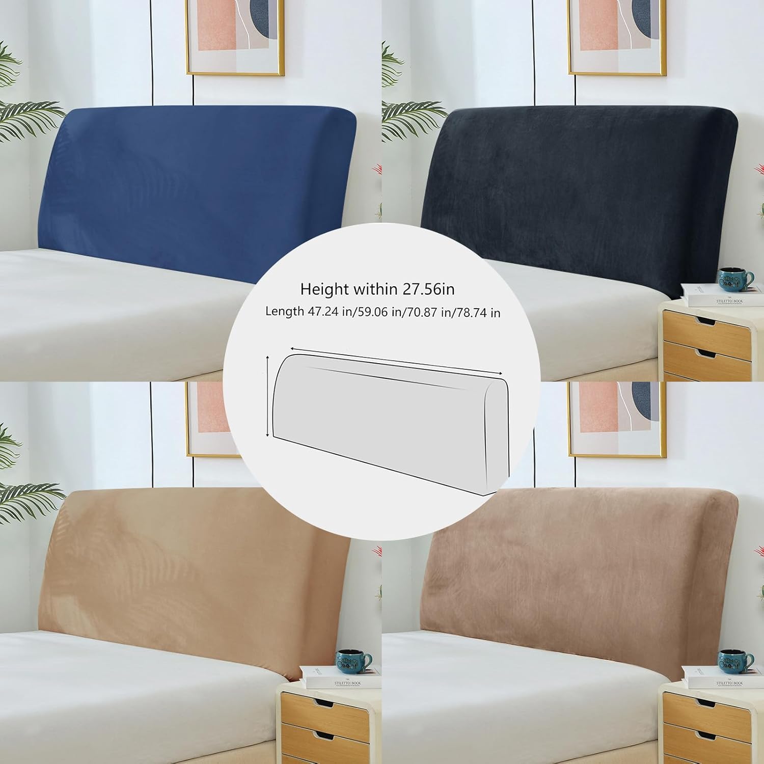 Stretch Headboard Slipcover, Elastic Bed Protector for Bedroom Decor, Full Coverage, Taupe (71"x27" / 180x70 cm Size)