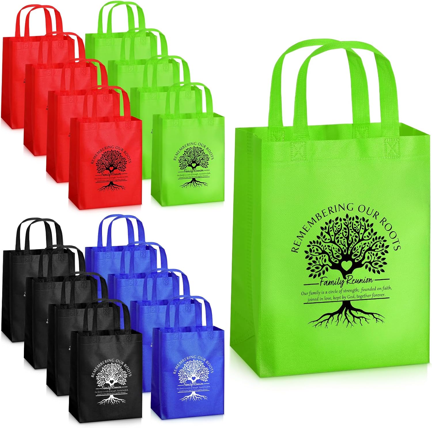 Abbylike 16 Pieces Family Reunion Gift Bags Remembering Our Roots Reusable Bags with Handles Family Tree Party Supplies