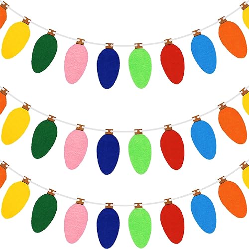 Guirnalda de luces de fieltro de Navidad, 2 juegos de luces coloridas para decor