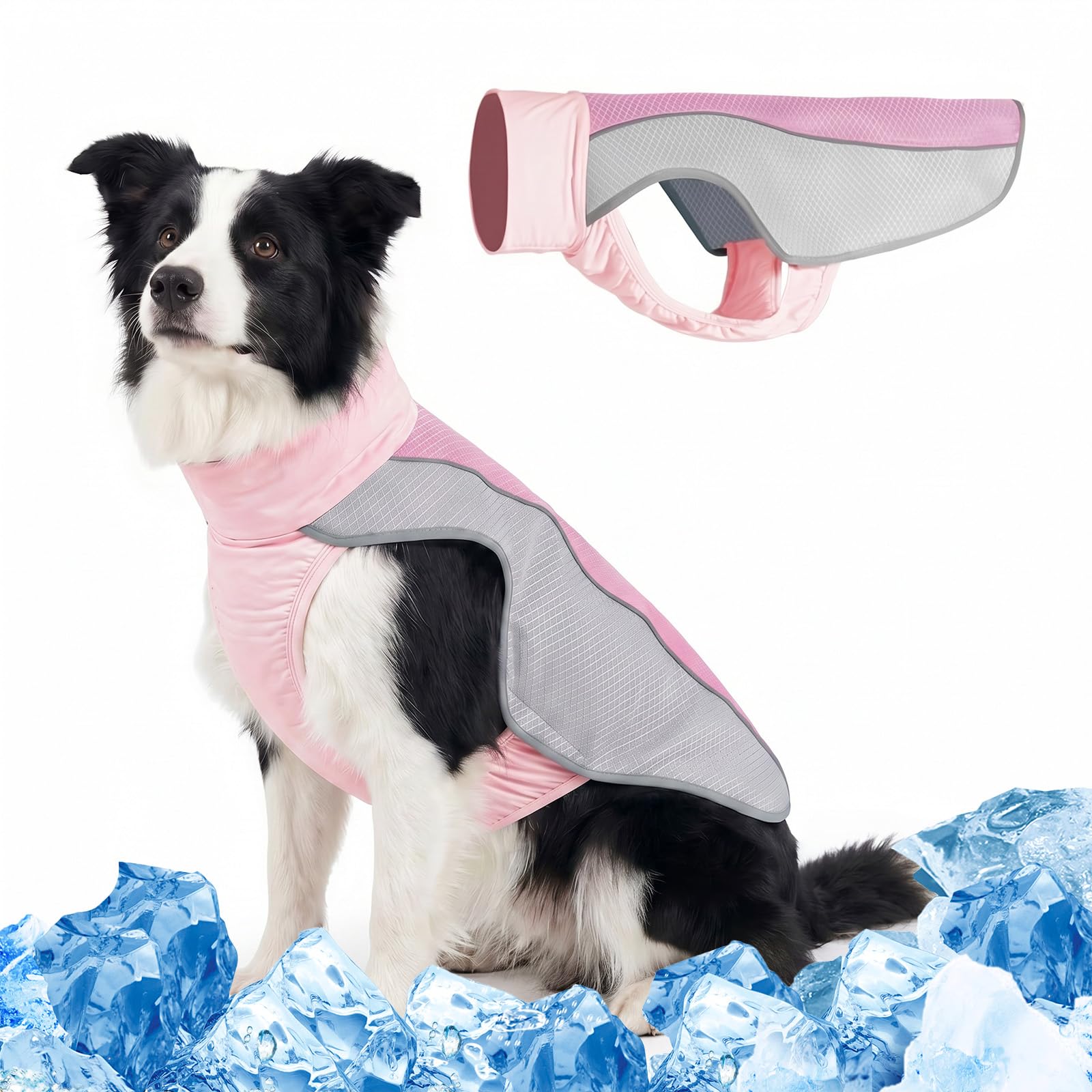 Evaporative Dog Cooling Vest, Breathable Mesh Cooling Jacket with Reflective Stripe, Summer Pet Cooler Coat for Small Medium Large Dogs, Ideal for Walking, Hiking & Camping (Pink, S)