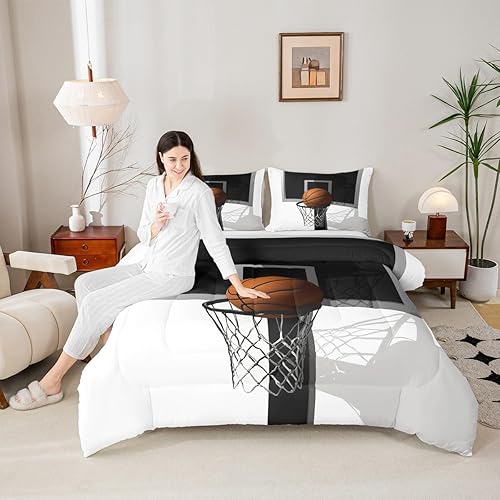 Miniatura 5 de Erosebridal Juego de ropa de cama de baloncesto 3D para niños, adolescentes, juego de ropa de cama de juegos de baloncesto, juego de ropa de cama