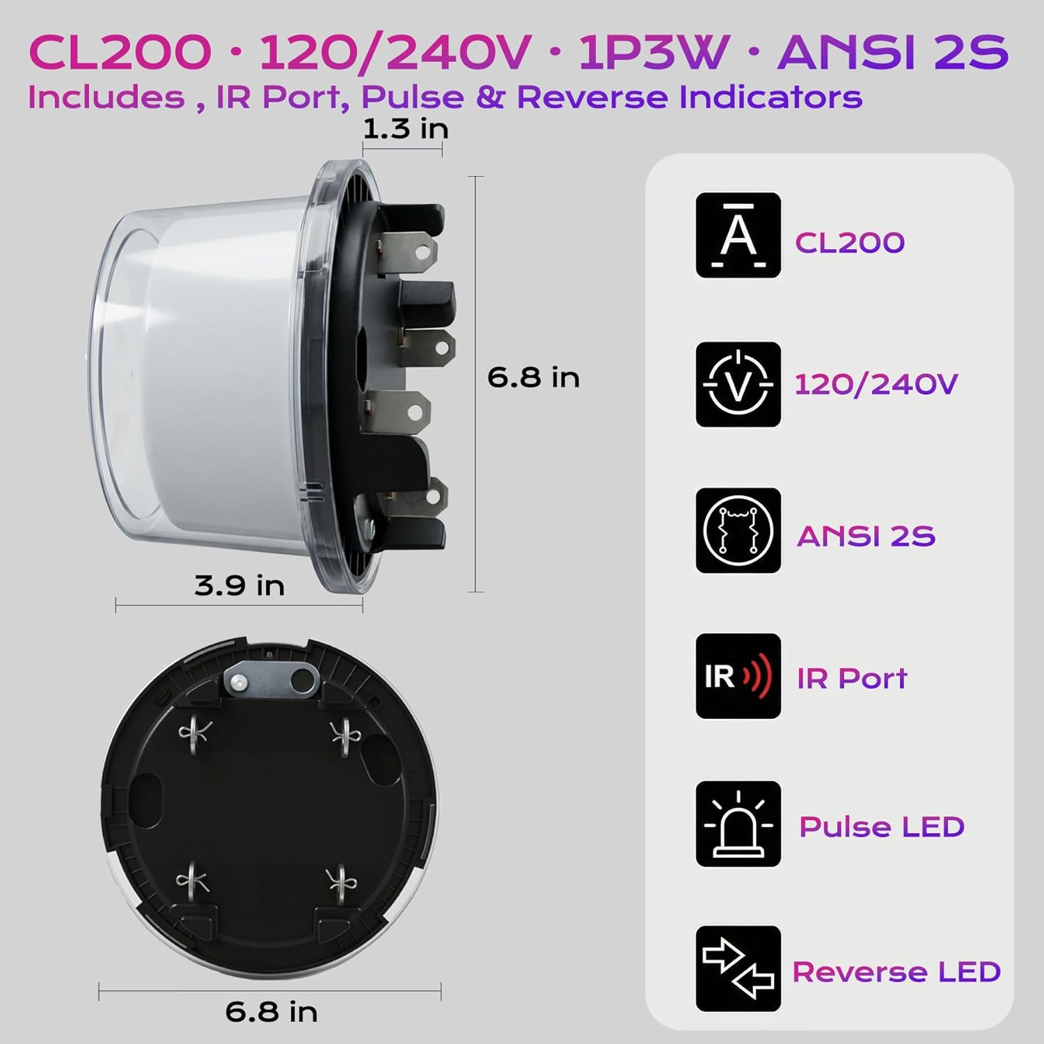Digital RV Electric Usage Meter, 120/240V Single Phase, Electricity Usage Meter, Power Energy Meter, KWh Sub Meter, ANSI Form 2S Plug-in Electric Submeters for RV Power, Rental Units - Image 9