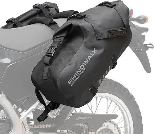 Rhinowalk Alforjas de motocicleta impermeables de doble cara (9 L x 2) alforjas para motocicleta, compatible con la mayoría de los bastidores de