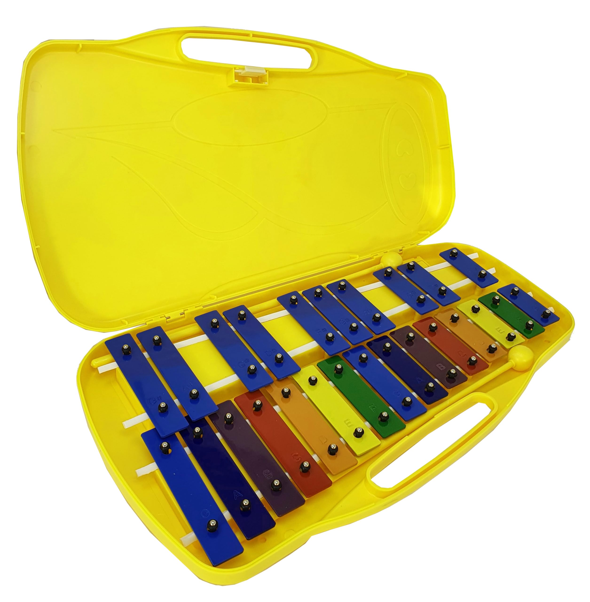 ROCKSTAR - Xilofono Carrillón Metalófono Glockenspiel DX25K Cromático, 25 Teclas Colores con Estuche y Mazas. Instrumento Musical