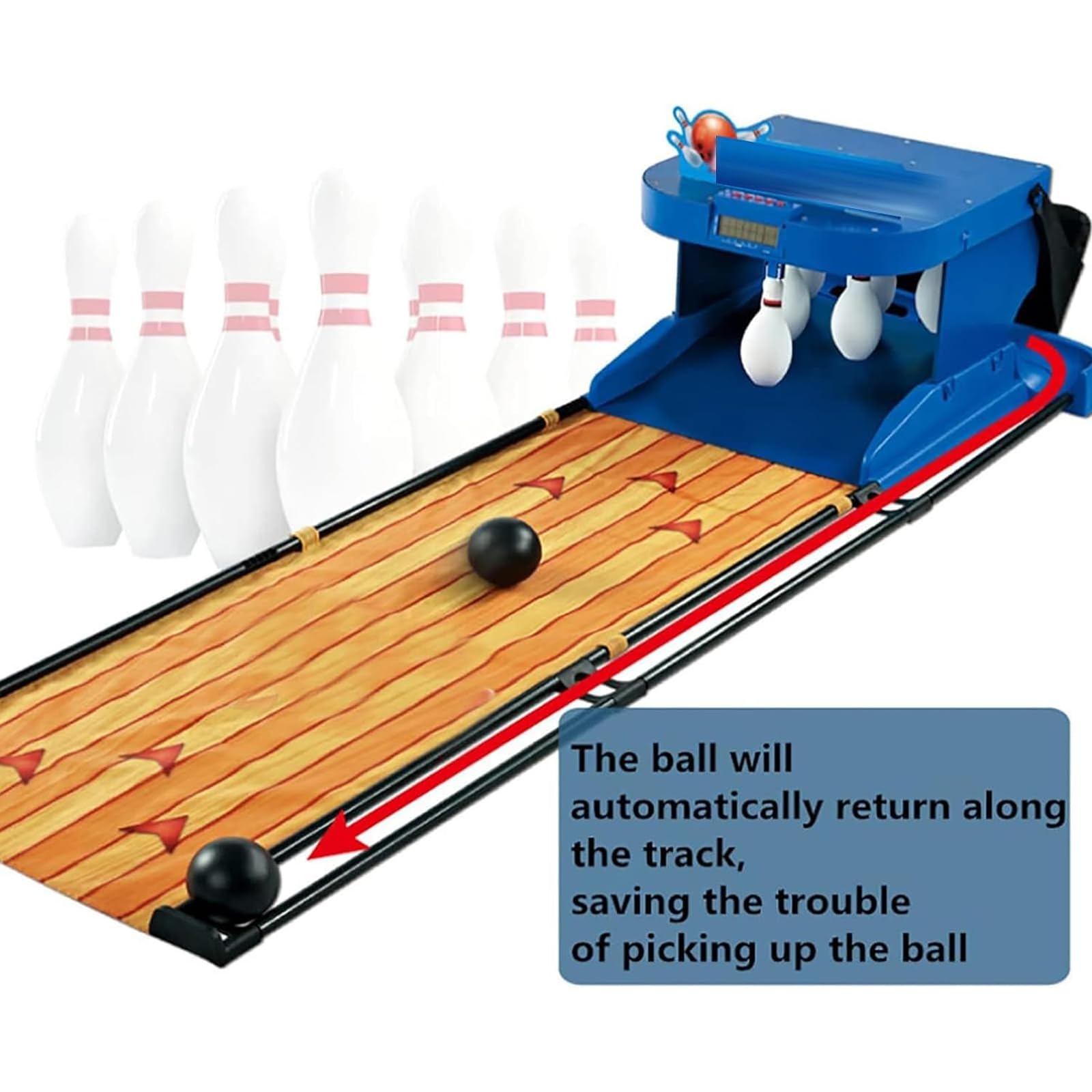 Gioco Elettronico di Bowling, Console per Giochi Sportivi di Bowling da Interno, Set da Bowling per Bambini, Pista da Bowling per La Casa, con Ripristino Automatico/Illuminazione/Effetti Sonori