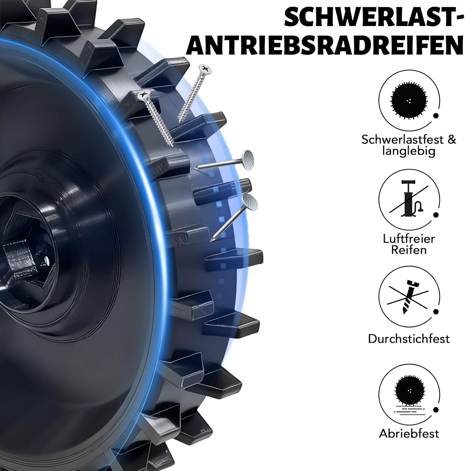 Antriebsrad Reifen Rad Ø183mm, 2 Stücke Mähroboter Antriebsräder, kompatibel mit Husqvarna Automower 105 305 308 Mähroboter 574465104