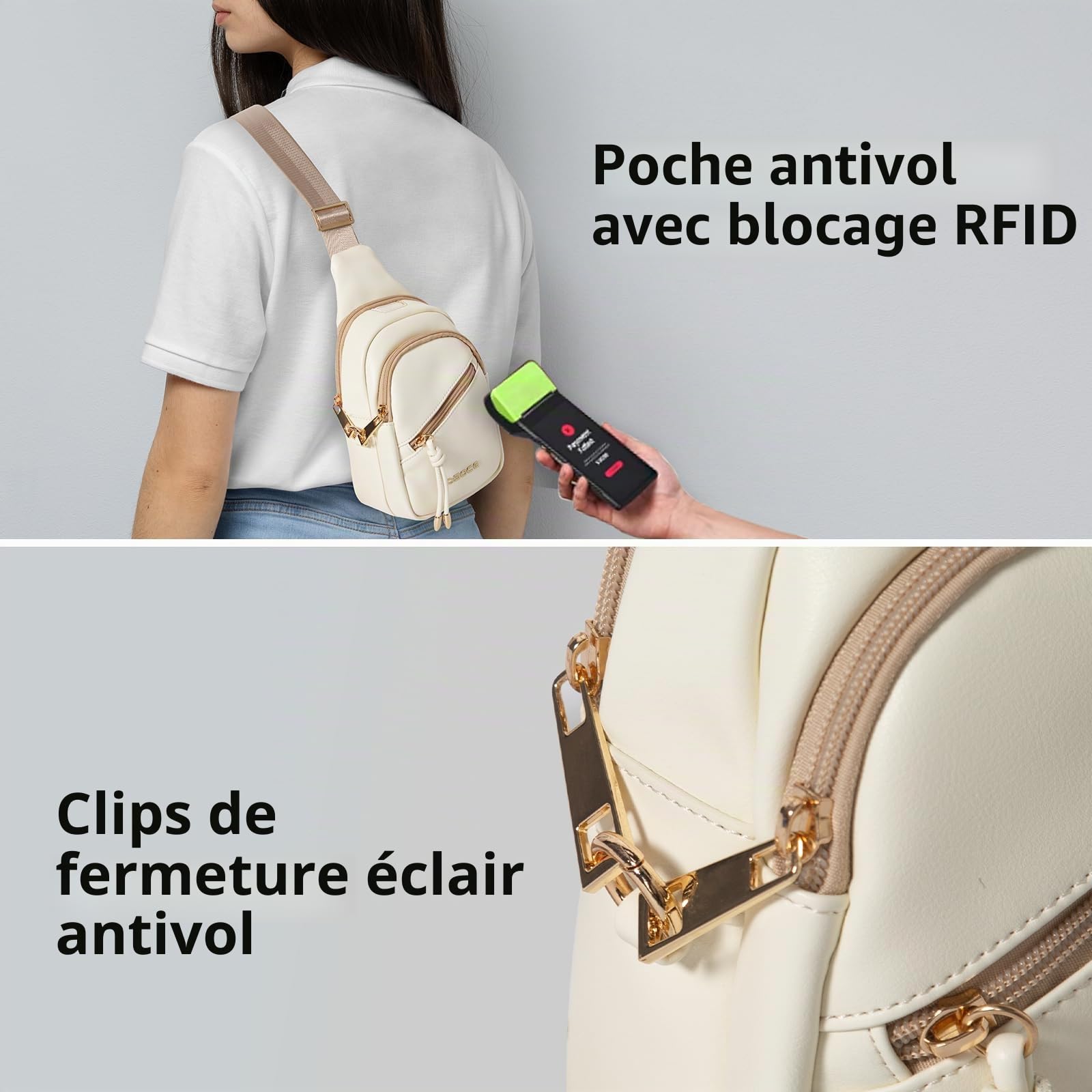 OSOCE Sac Bandoulière Femme, Sac Poitrine Antivol RFID