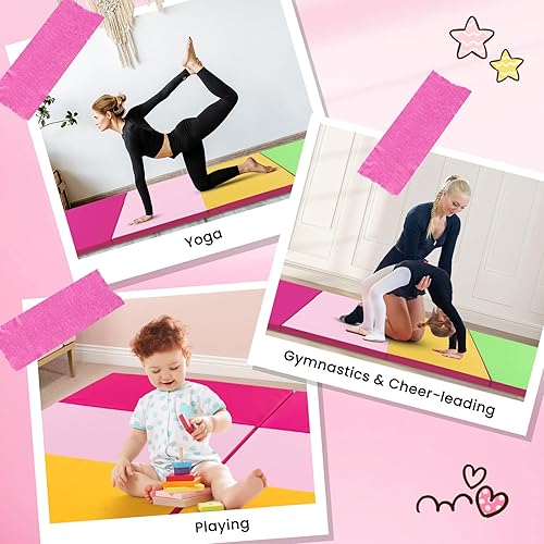 Miniatura 5 de Giantex - Tapete de gimnasia plegable de 4' x 10' x 2'', antidesgarros con asas de transporte, cierre de gancho y bucle, ligera, tapete de panel de