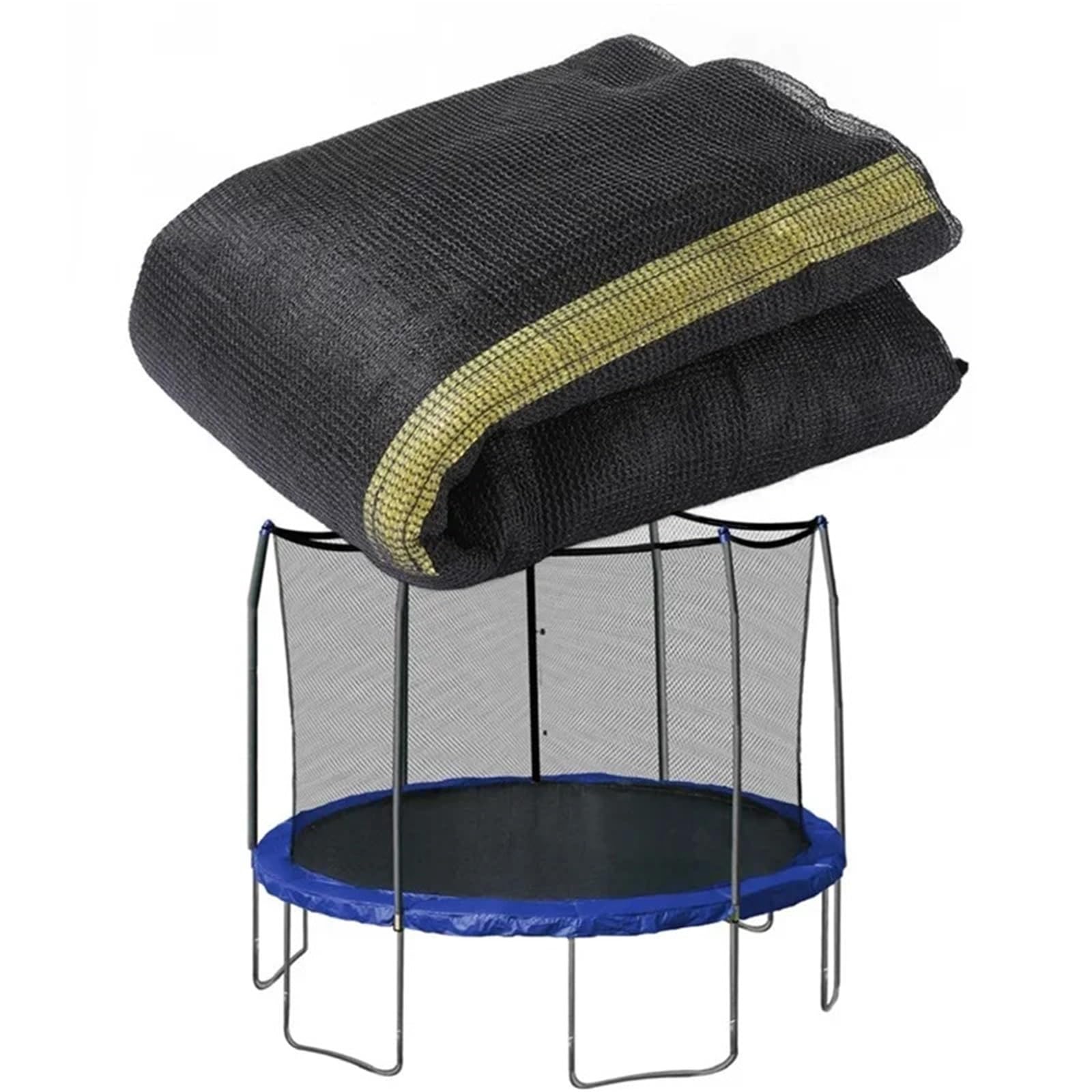 Zapasowa siatka bezpieczeństwa do trampoliny, siatka ochronna do trampoliny 3 m, zapasowa obudowa bezpieczeństwa z drzwiami zapinanymi na zamek błyskawiczny i 6 plastikowymi osłonami na drążki, różowa