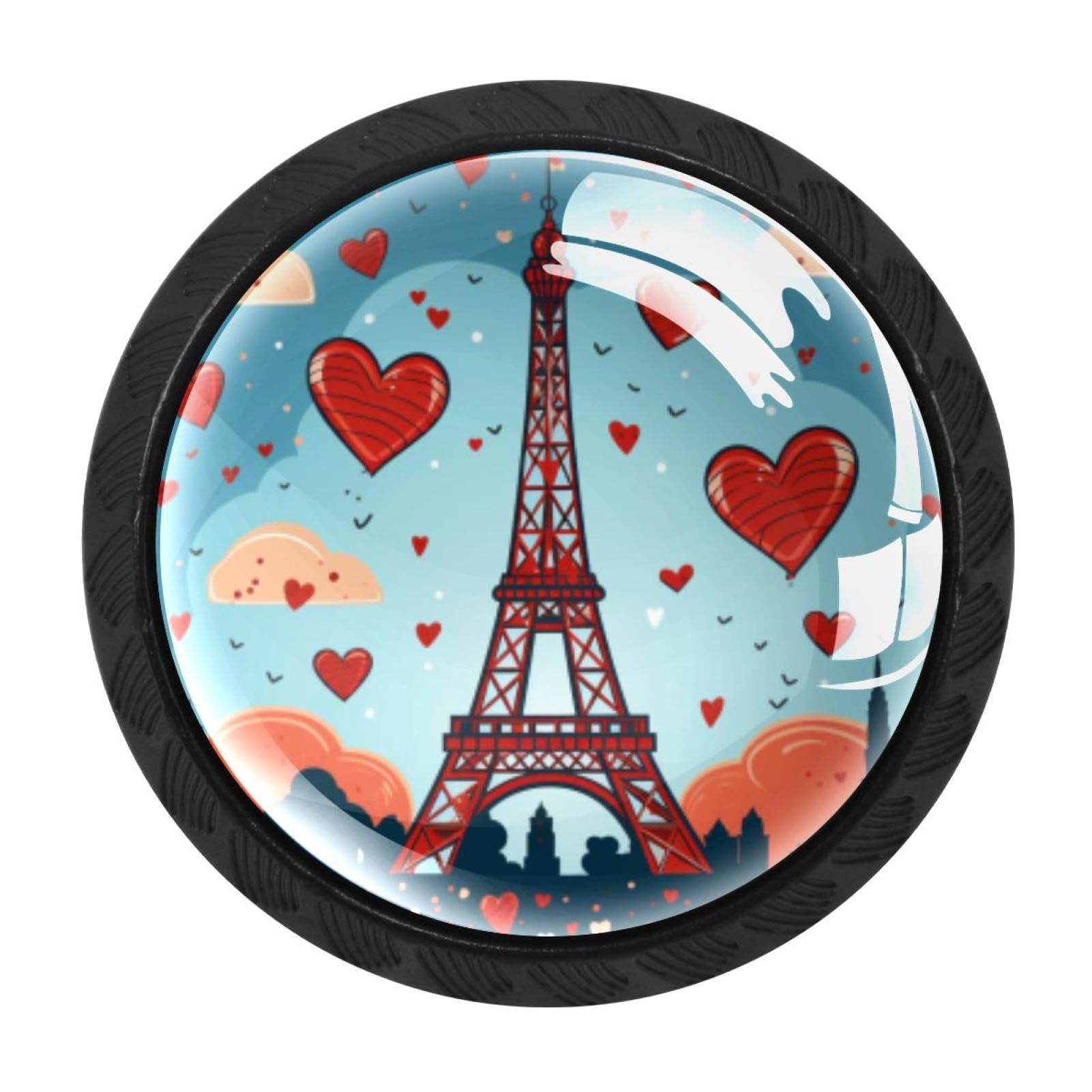 Chenzzzz Multicolored 13 Eiffel Tower Valentine's Day Cabinet Knobs 4 Pieces Drawer Kitchen Cabinets Dresser Cupboard Wardrobe Unique Pulls Handles