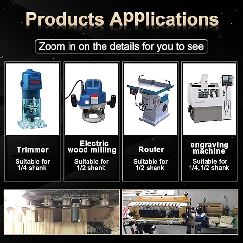 Miniatura 8 de KATUR Broca de enrutador con patrón de ajuste al ras de rodamiento superior, broca de enrutador de bisagra, juego de brocas de enrutador de