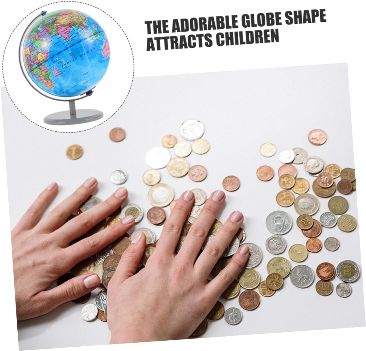 ibasenice Globe Piggy Bank for Boys and Girls Cute Earth Savings Map Educational Money Storage for for Teaching Geography and Saving Habits