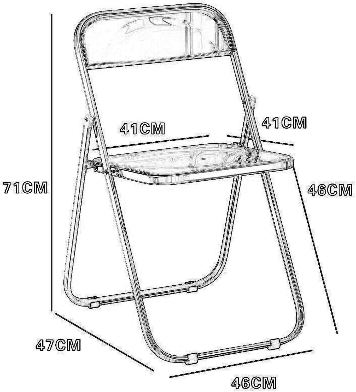 Folding Chairs Indoor - Modern Acrylic Stackable Crystal Seat with Chrome Frame - Multifunctional Transparent Furniture for Living Room and Outdoor Use (Color : Red)