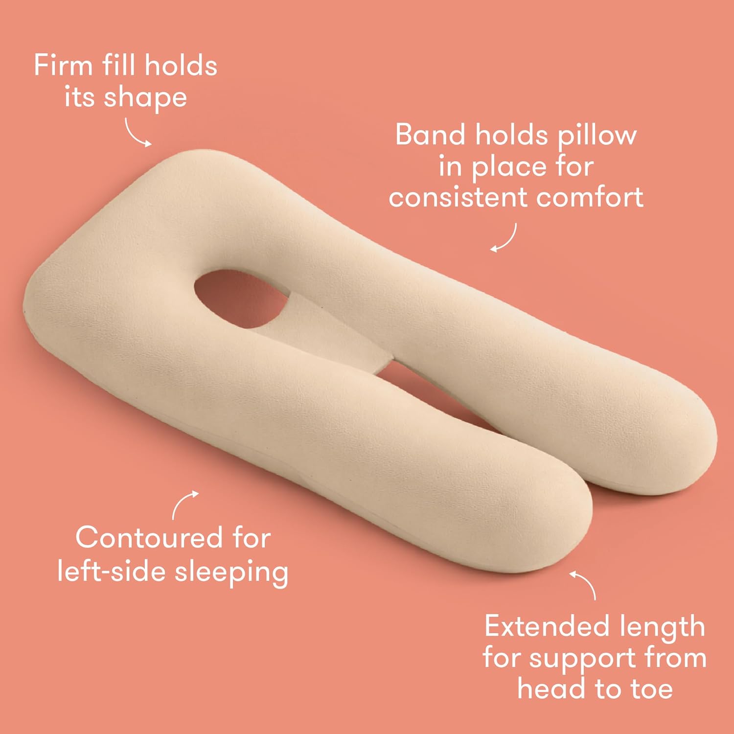 Frida Mom Full Body Support Pregnancy Pillow, Cooling Pregnancy Pillow, Wraps Around for All Over Support, Extended Length to Support from Head to Toe, Easy to Clean, Compact Storage Bag, Taupe