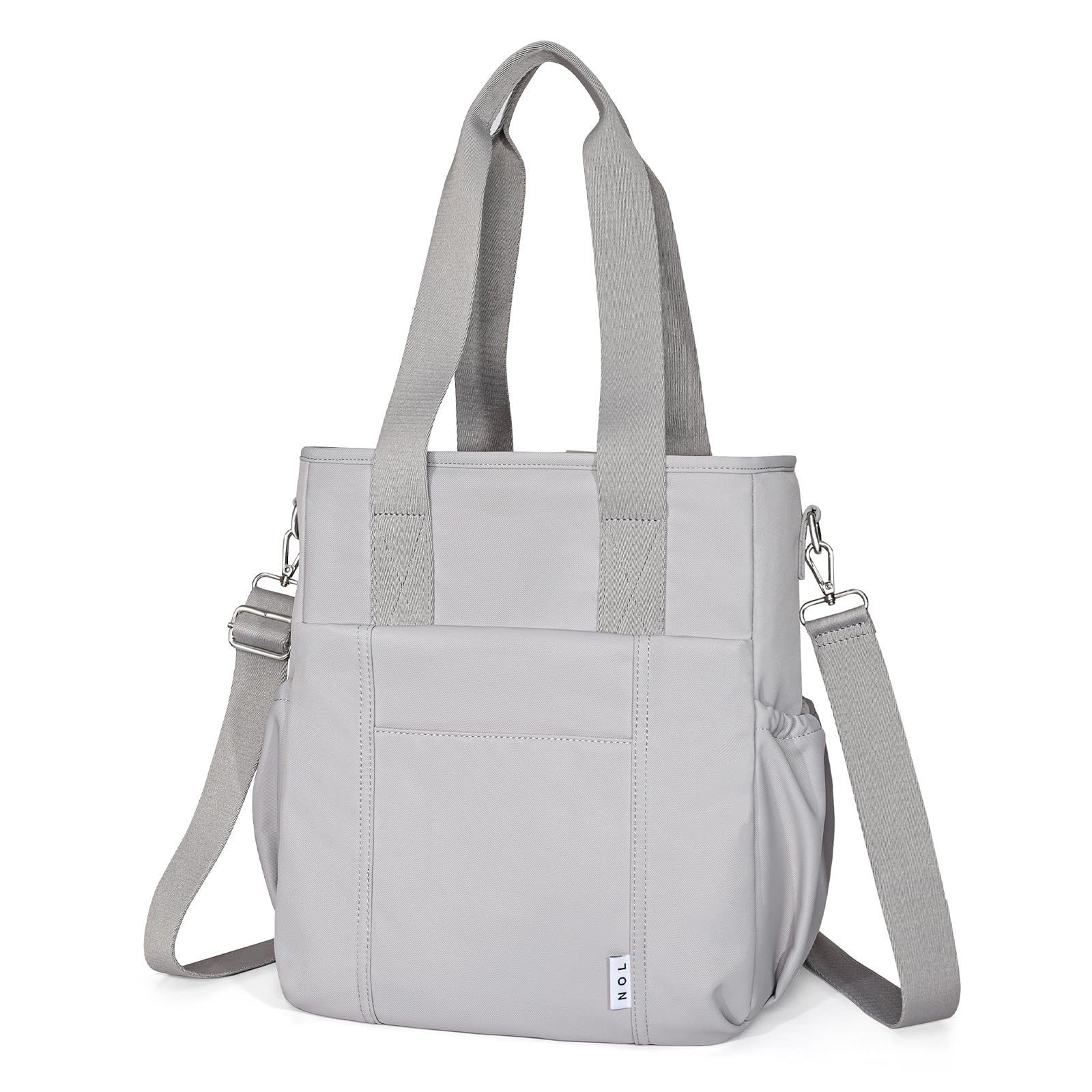 NOL Insulated Lunch Bag for Women, Large Spacious Lunch Tote Bag With Removable Adjustable Shoulder Strap with Multi Pockets, Leakproof Cooler Bag,Lightweight Nylon Waterproof Lunch Box For Work,Gray
