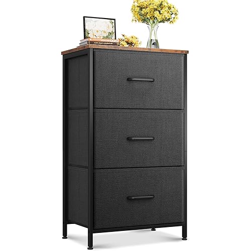 AODK Dresser for Bedroom Nightstand Small Dresser Chest of Drawers End Table for Living Room, Closet Dresser with 3 Storage Drawers Organizer Clothes, Vintage