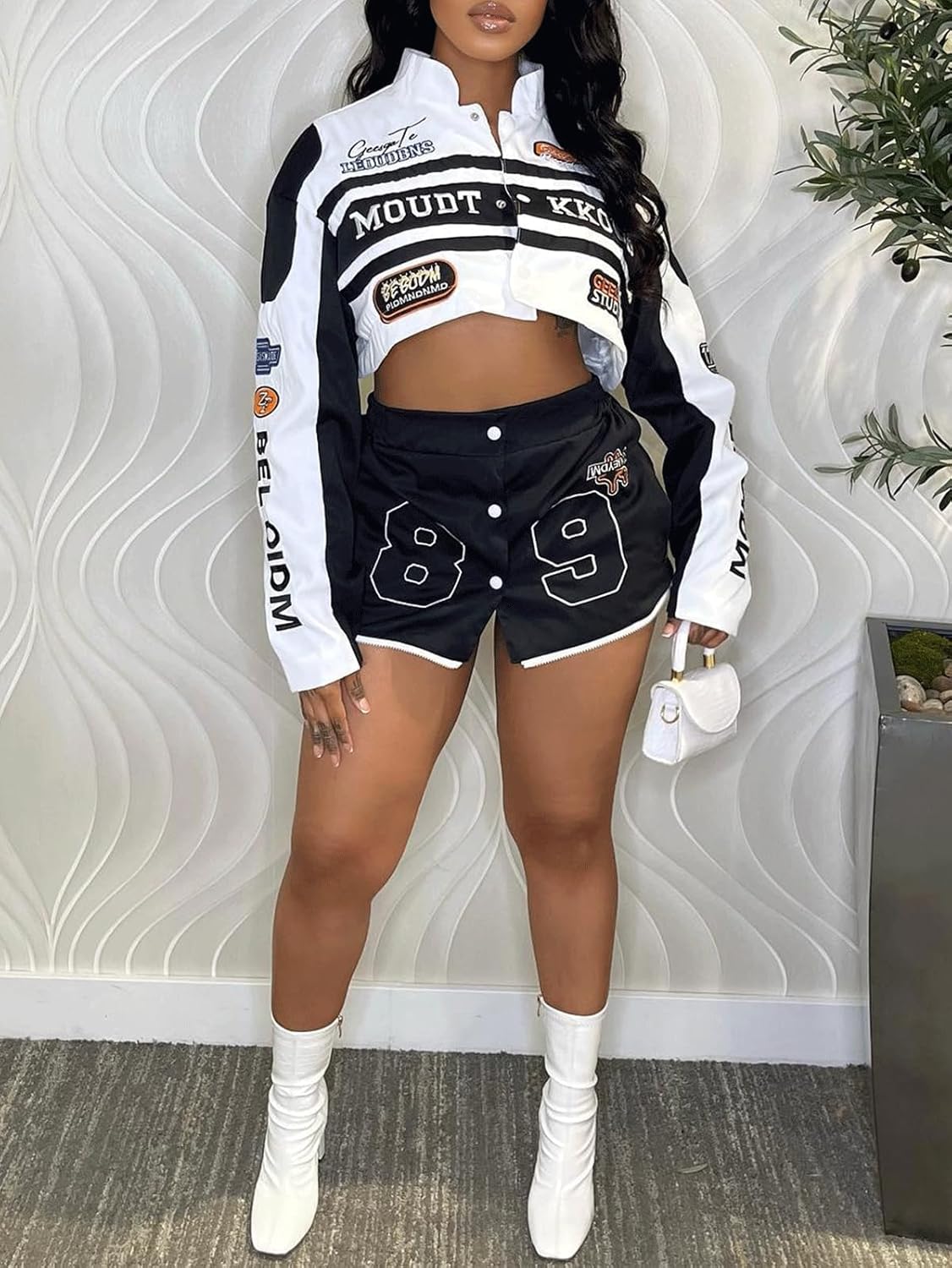 KANSOON Varsity Jacket Women Motorcycle Racer Detachable Letter Graphic Jackets Vintage Color Block Baseball Coat - Image 3