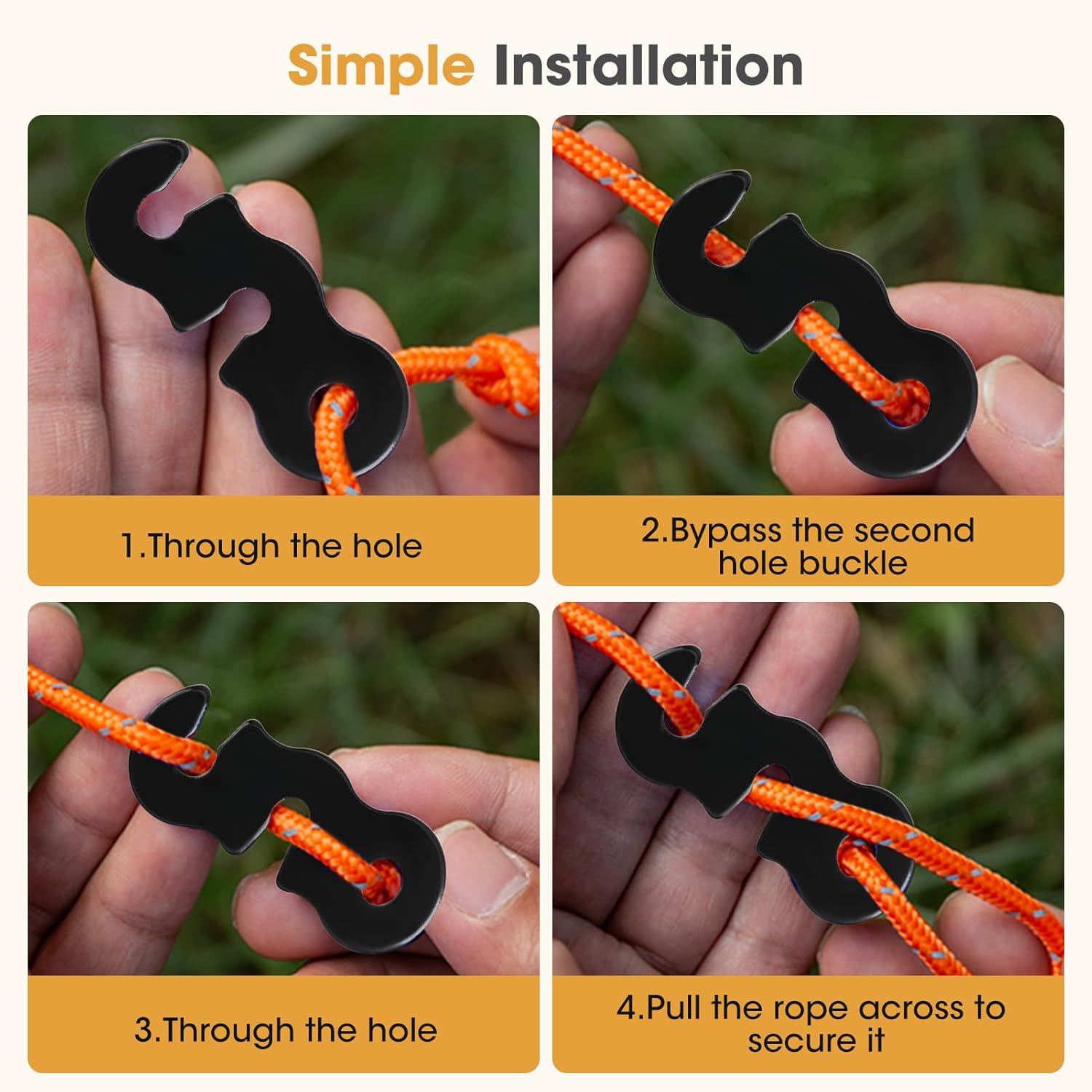 20 Pcs Tent Guide Lines Tensioners S-Shaped Aluminum Alloy Wind Rope Buckle Camping Cord Adjusters Portable For Hiking Backpacking Picnic Shelter Shade Canopy Outdoor Black 5 71QH4ZFpCqL. AC SL1500