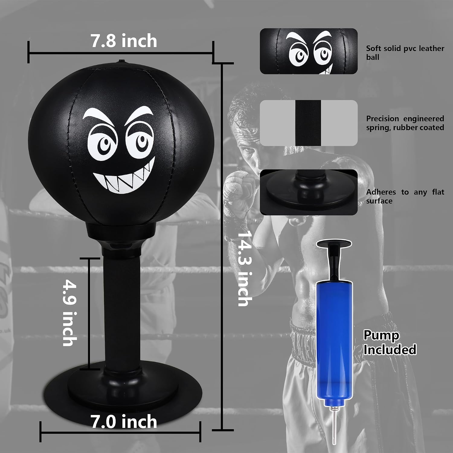 Desktop Punching Bag,Portable Strong Suction Cup Boxing Bag Speed Balls,for Home or Office Boxing Stress Relief Training,Fun Punch Gift for Adult or Coworker(Black) image 3