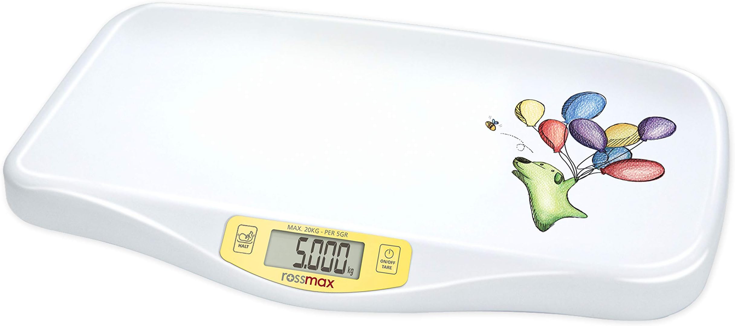 Rossmax WE300 Swiss Design Baby Weighing Scale (White) with Discretional Hold Function for Accurate Measurements | Infant weighing machine Ideal for Home and Nursery