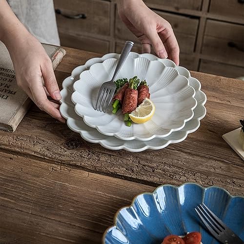 Miniatura 6 de Cubertería de cerámica de 10 pulgadas, plato de pétalos de alivio, plato de postre de cerámica, platos de ensalada para Halloween, Acción de Gracias