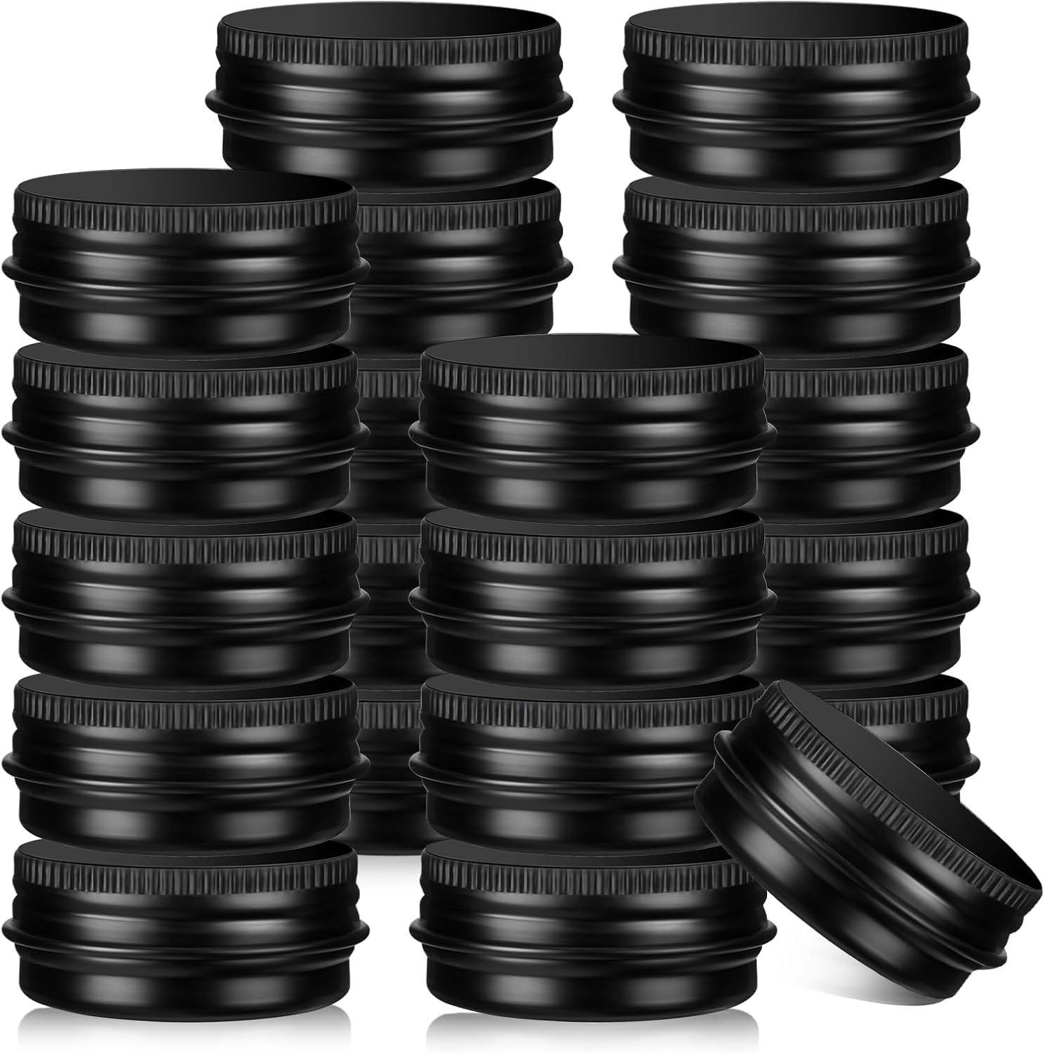 20Pcs 15ml Aluminum Tin Cans with 0.5 Ounce Black Aluminum