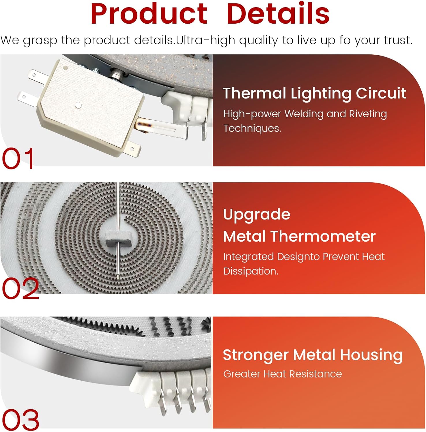 𝟮𝟬𝟮𝟲 𝙐𝙥𝙜𝙧𝙖𝙙𝙚𝙙 WB30T10126 12" Electric Range Triple Radiant Surface Element by Puxyblue Fit for G-E Electric Cooktop Replace for 1474212 AP4344521 PS2321560 EAP2321560 PP972TM2WW PS968DP1BB