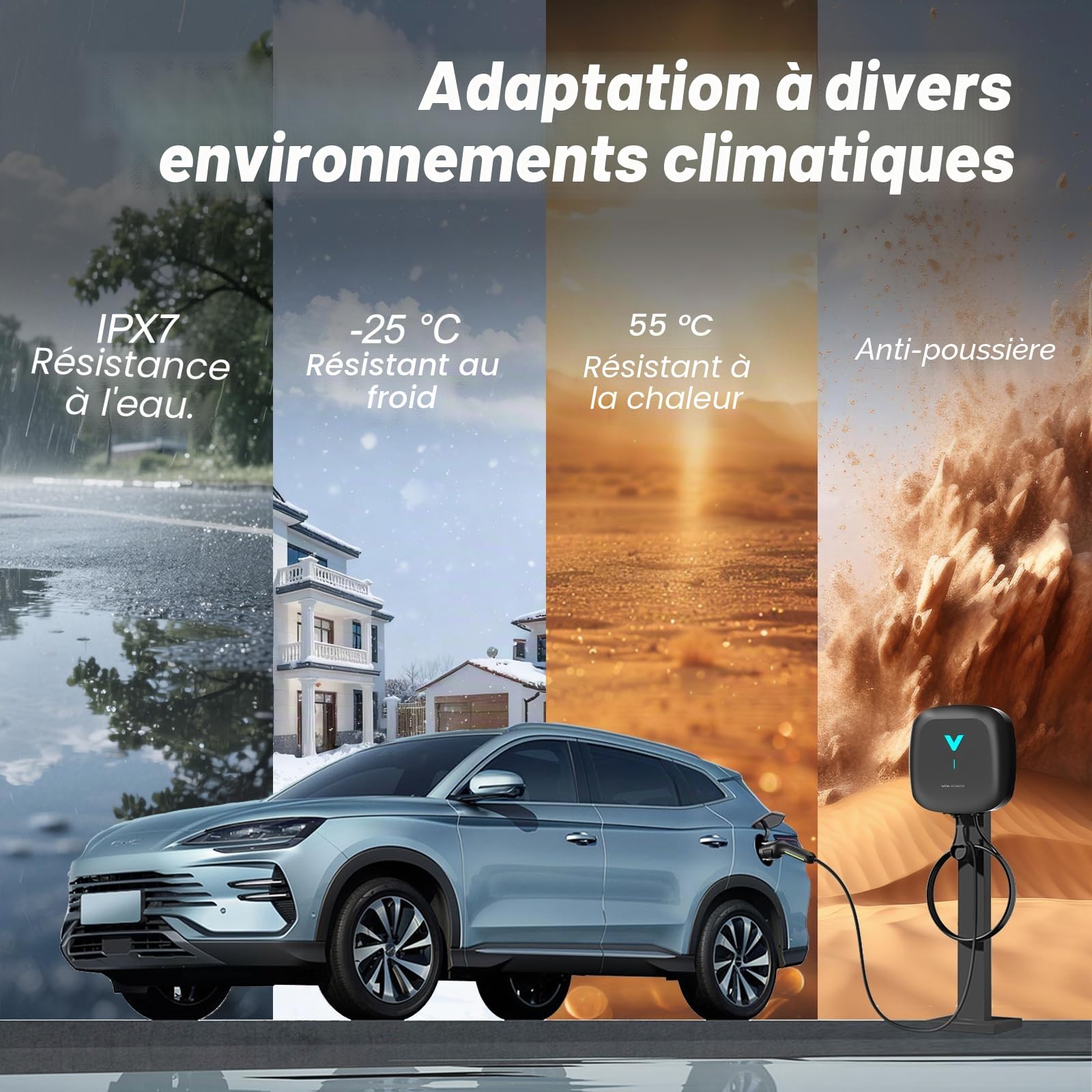 VDLPOWEREU Borne de Recharge Véhicules Électrique 7kW avec APP, Cable Type 2 6m, Wallbox 7kW, Borne de Recharge Monophasé 32A, Chargeur Voiture Electrique avec RCD Type A, IP67, pour BEV/PHEV